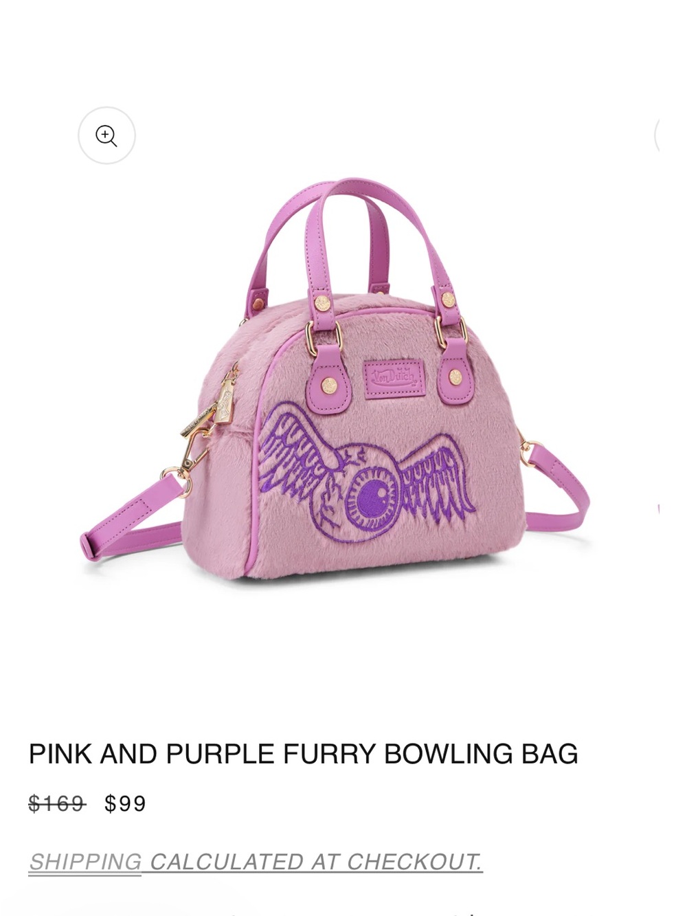 Von Dutch Lavender & Purple Fuzzy Dome Satchel - Picture 6 of 17